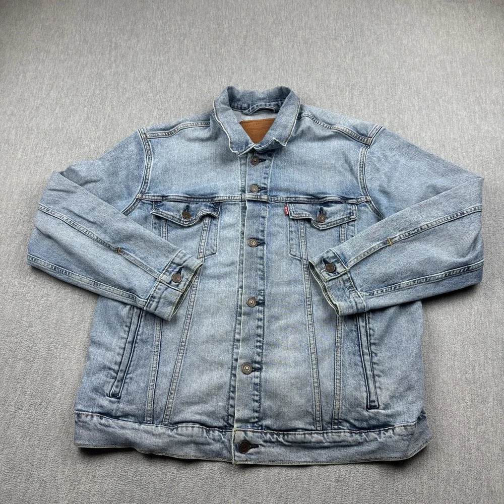 Levis Jacket Mens XL Blue Denim Trucker Westerrn Cowboy Red Tag Classic Pockets